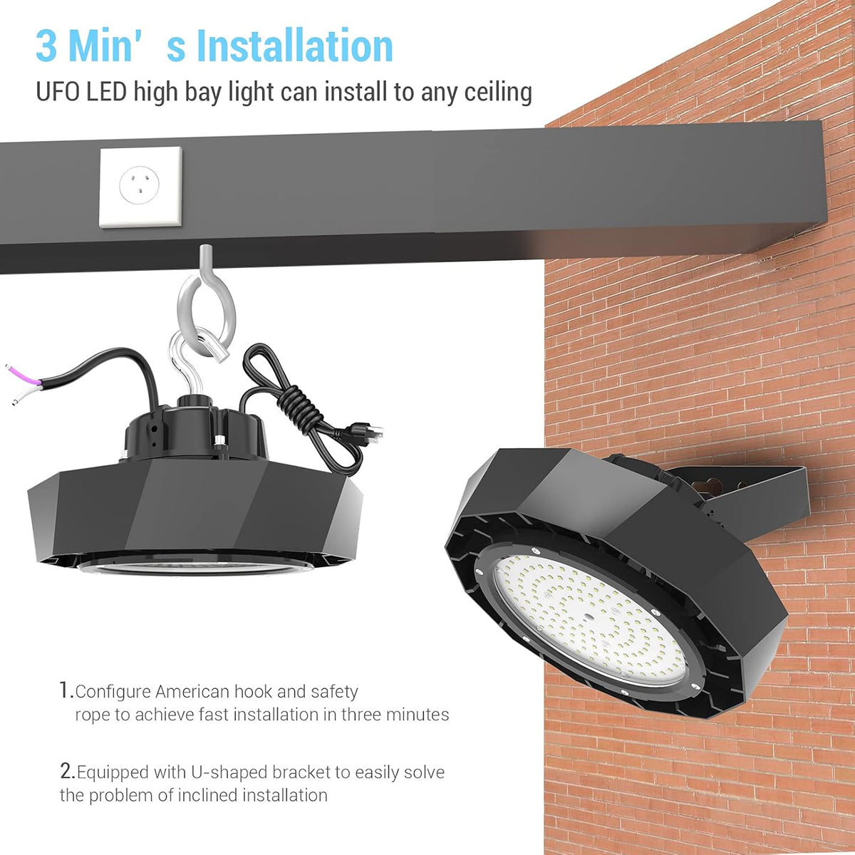 150W LED High Bay Light 5000K Dimmable Pack of 2 V641