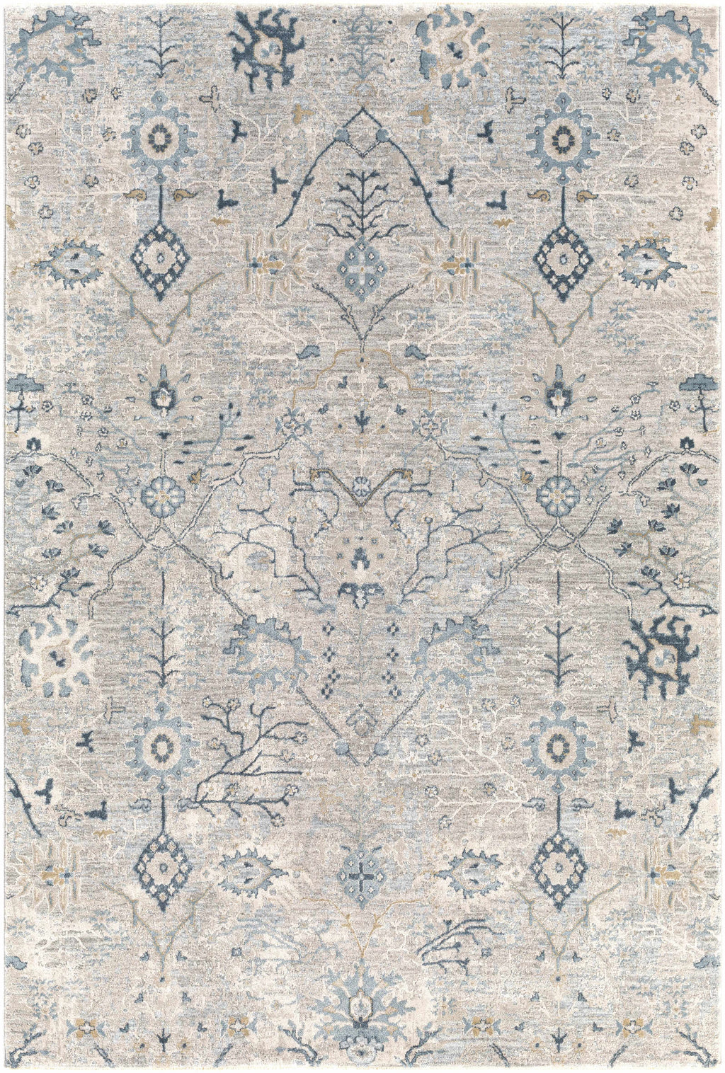 Blue Grey Beige 9' x 12' Area Rug U1539