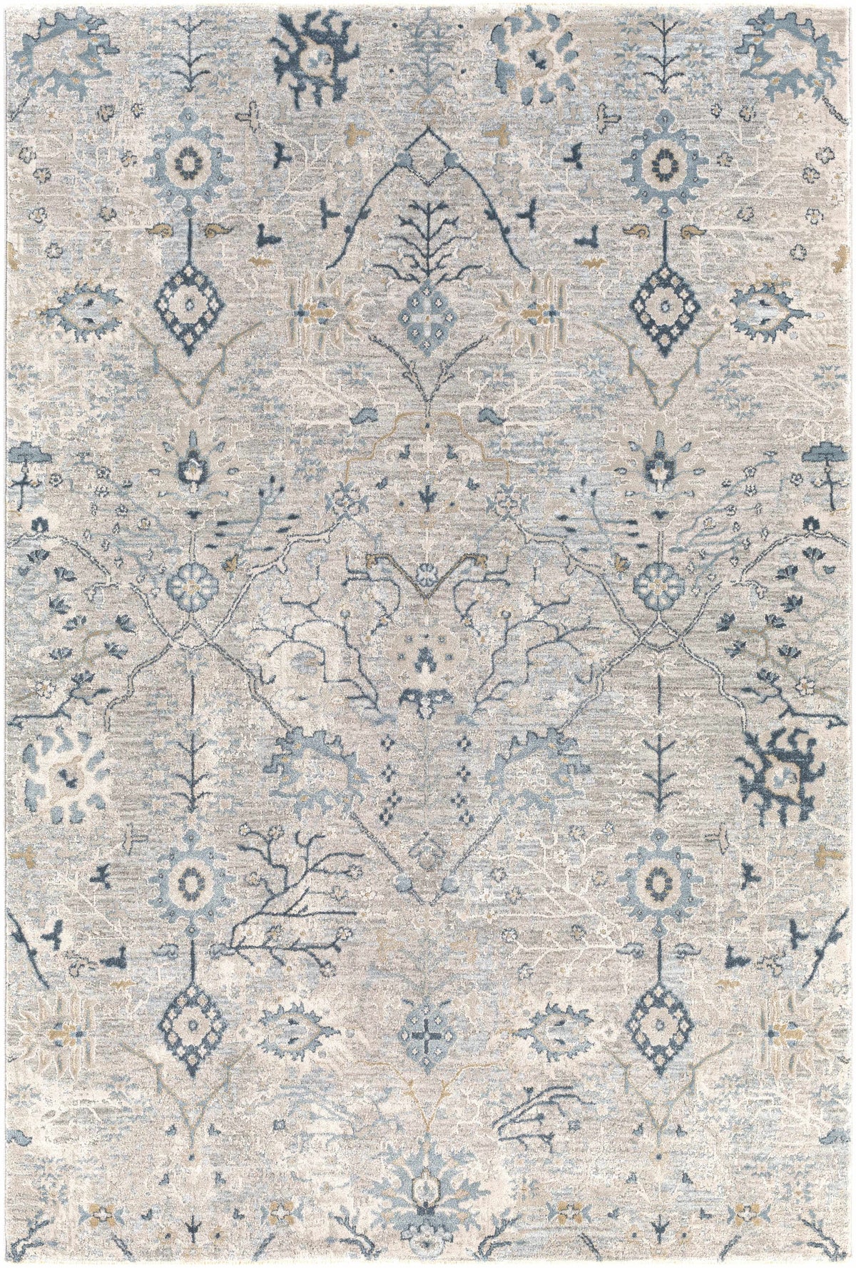 Blue Grey Beige 9' x 12' Area Rug U1539