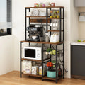 6 Layers Vintage Kitchen Baker's Rack with 10 S Hooks and Outlets R3522