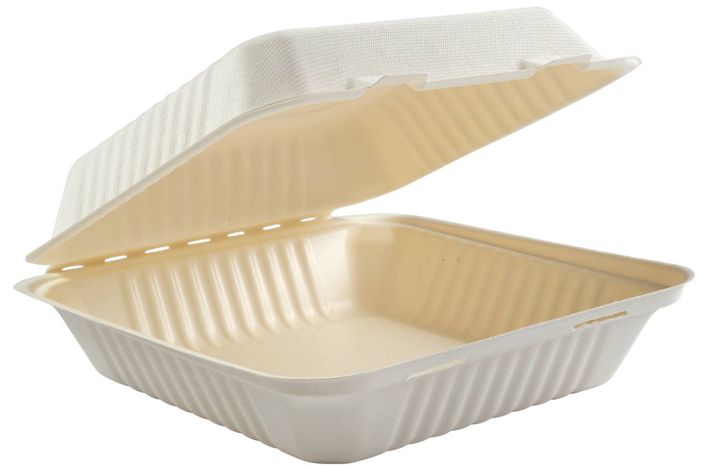 White Molded Fiber Hinged Lid Container G32547