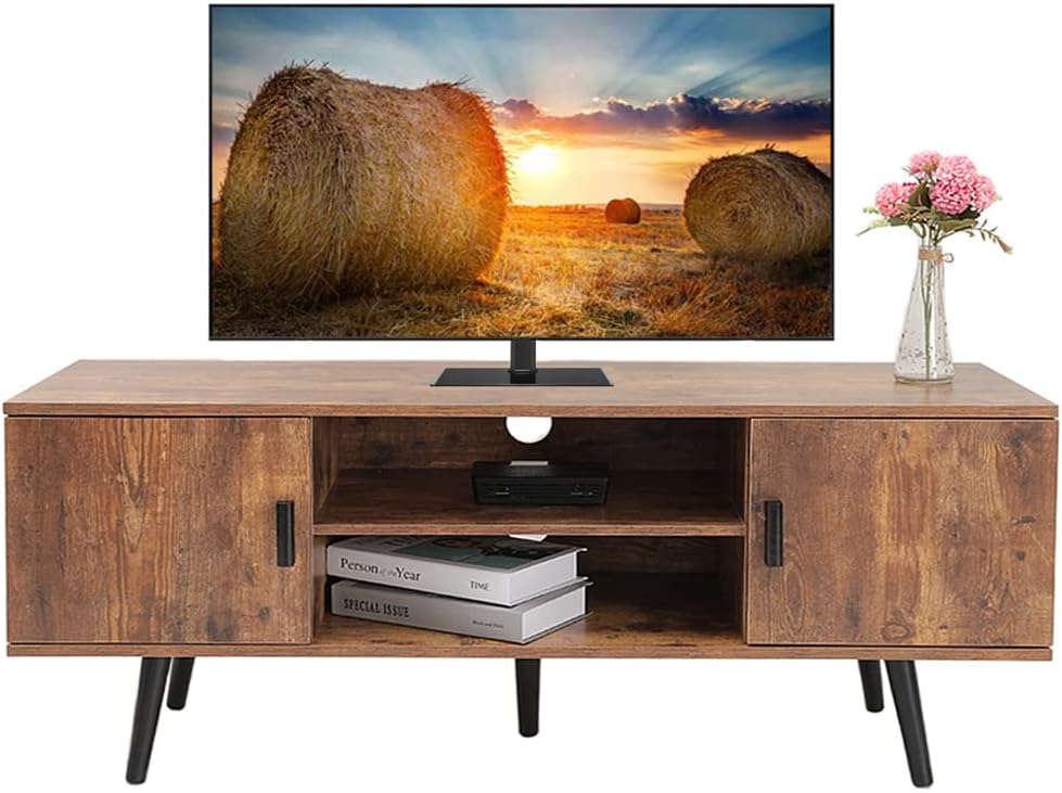 Mid-Century Modern TV Stand with 2 Storage Cabinet M55650