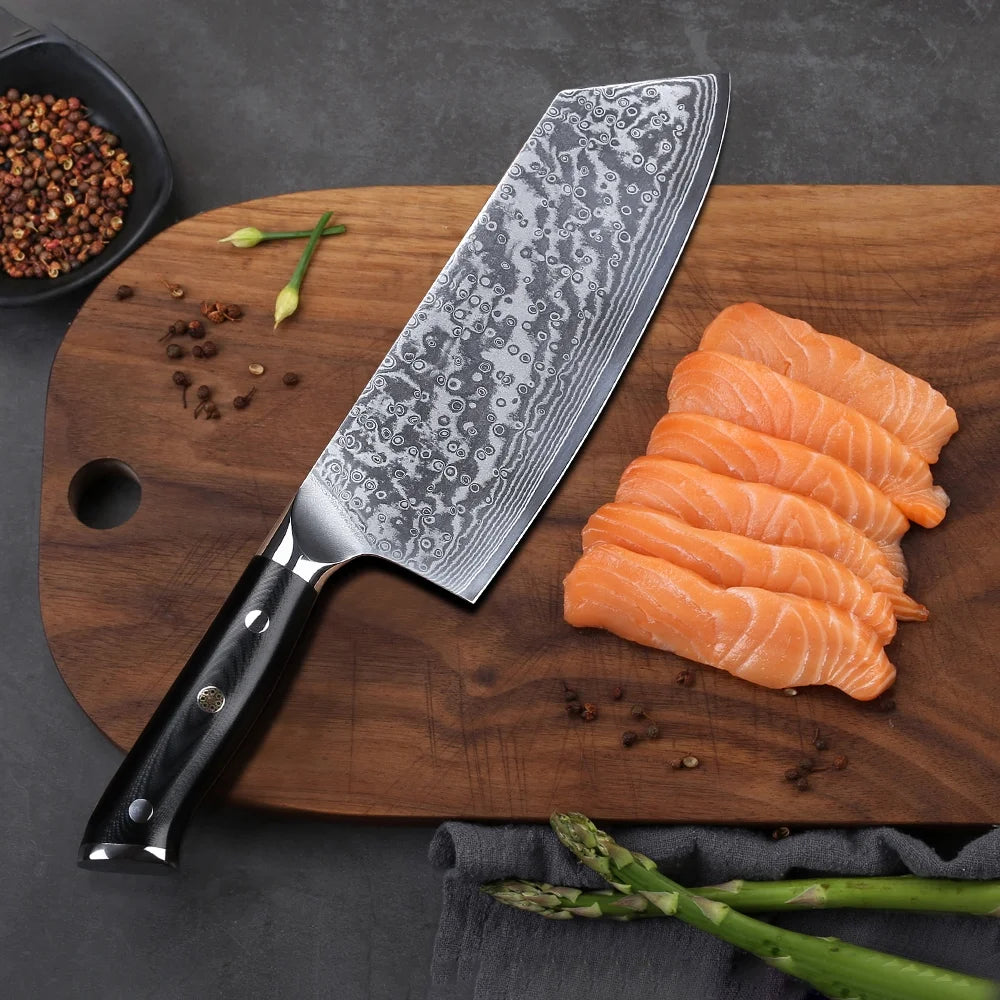 6Pcs Japanese VG10 Damascus Steel Kitchen Knife Set with Block S333