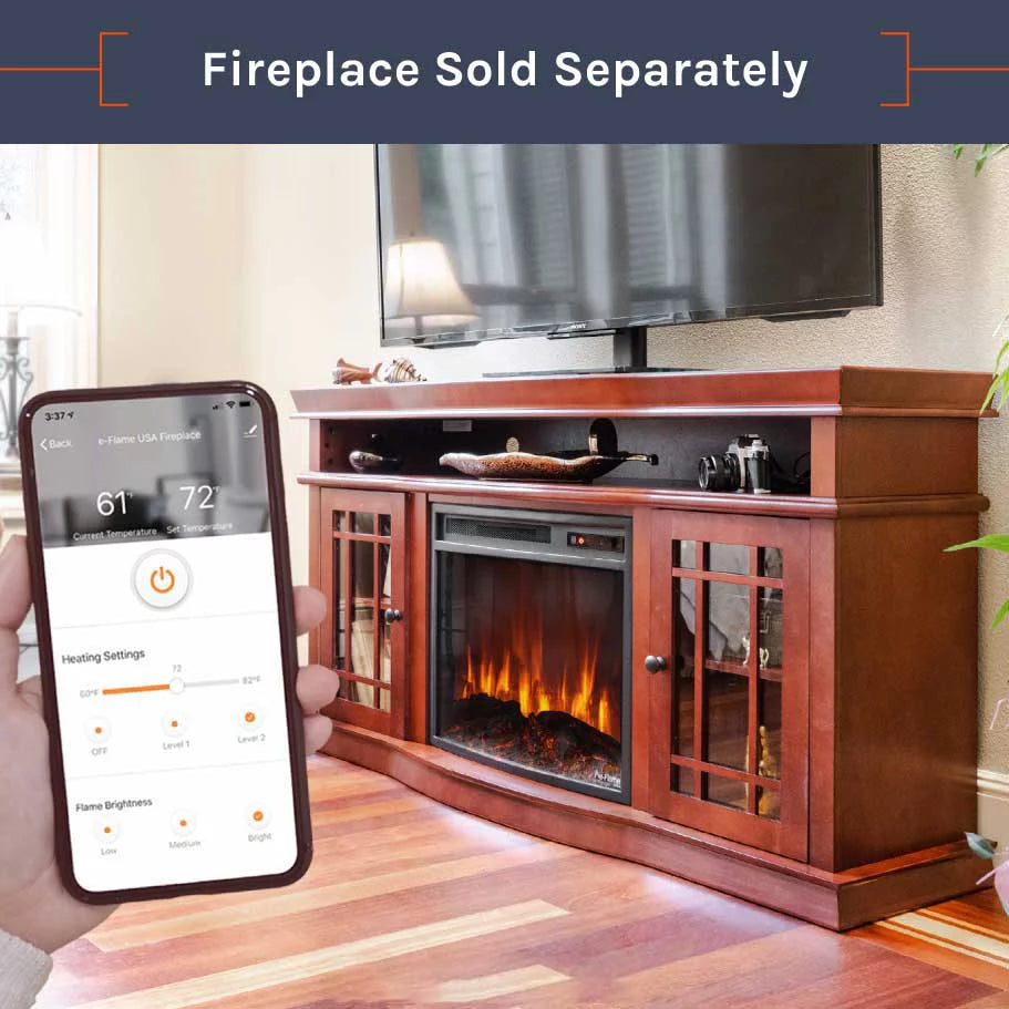60" x 33" Warm Cherry Finish Fireplace TV Stand J288