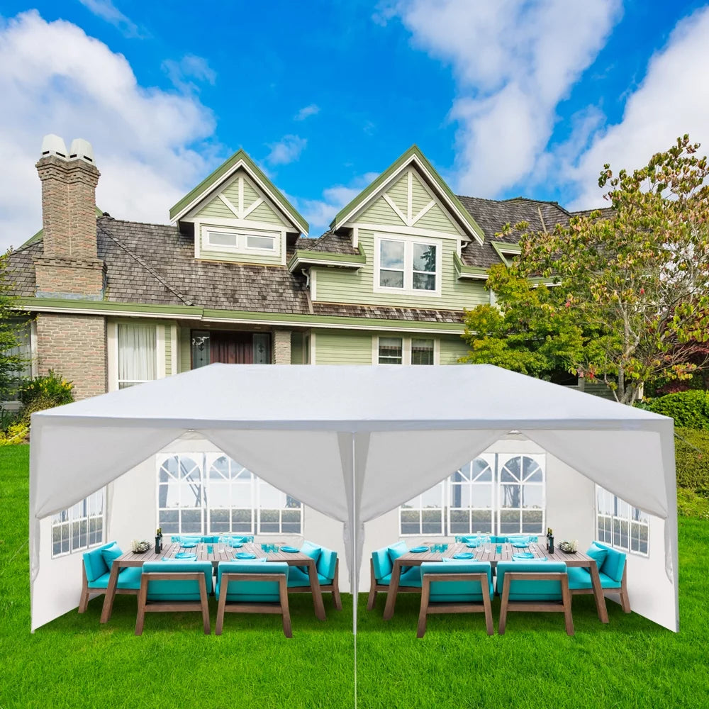10'x 20' Canopy Tent with 6 Removable Sidewalls White P2206