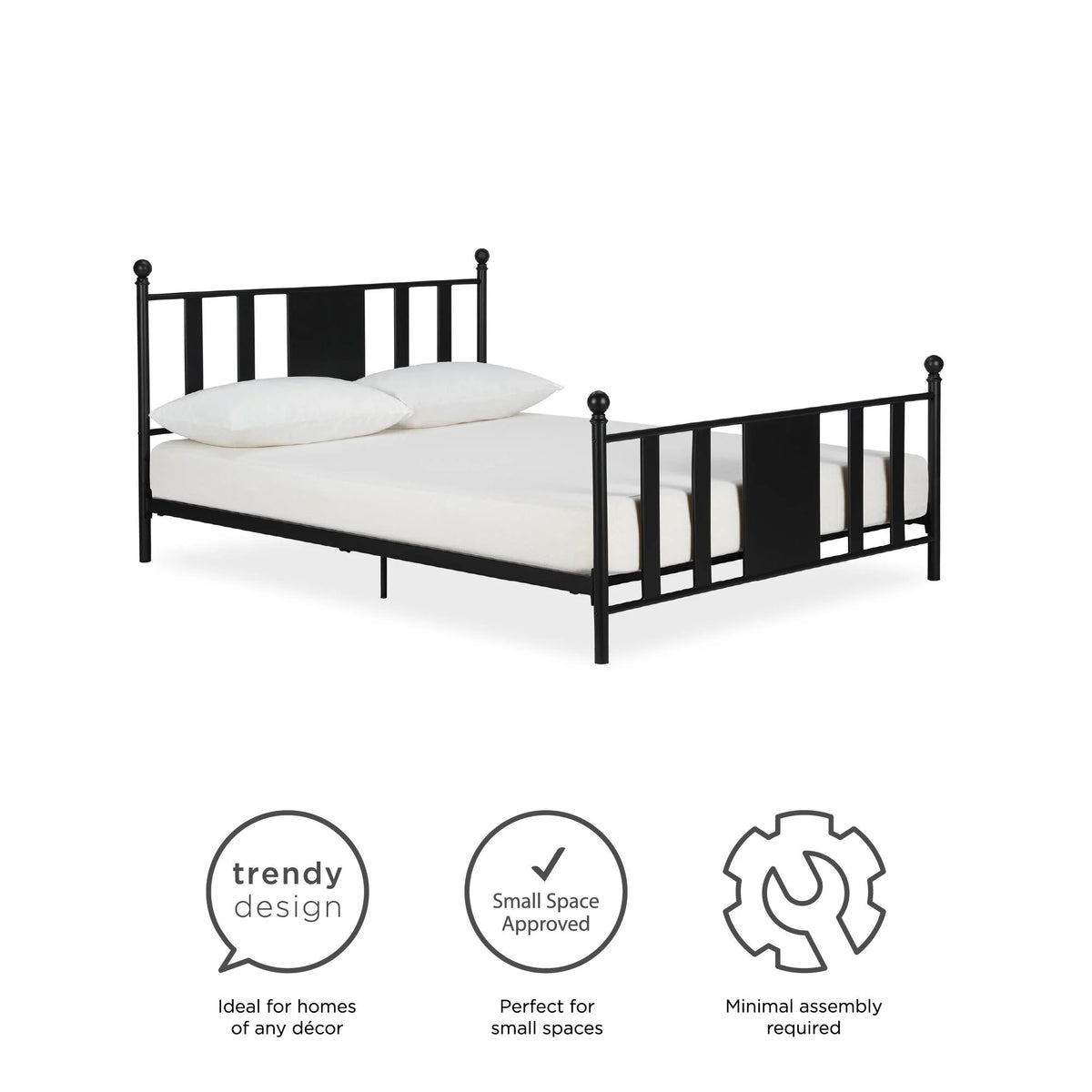 Queen Black Metal Platform Bed U64614