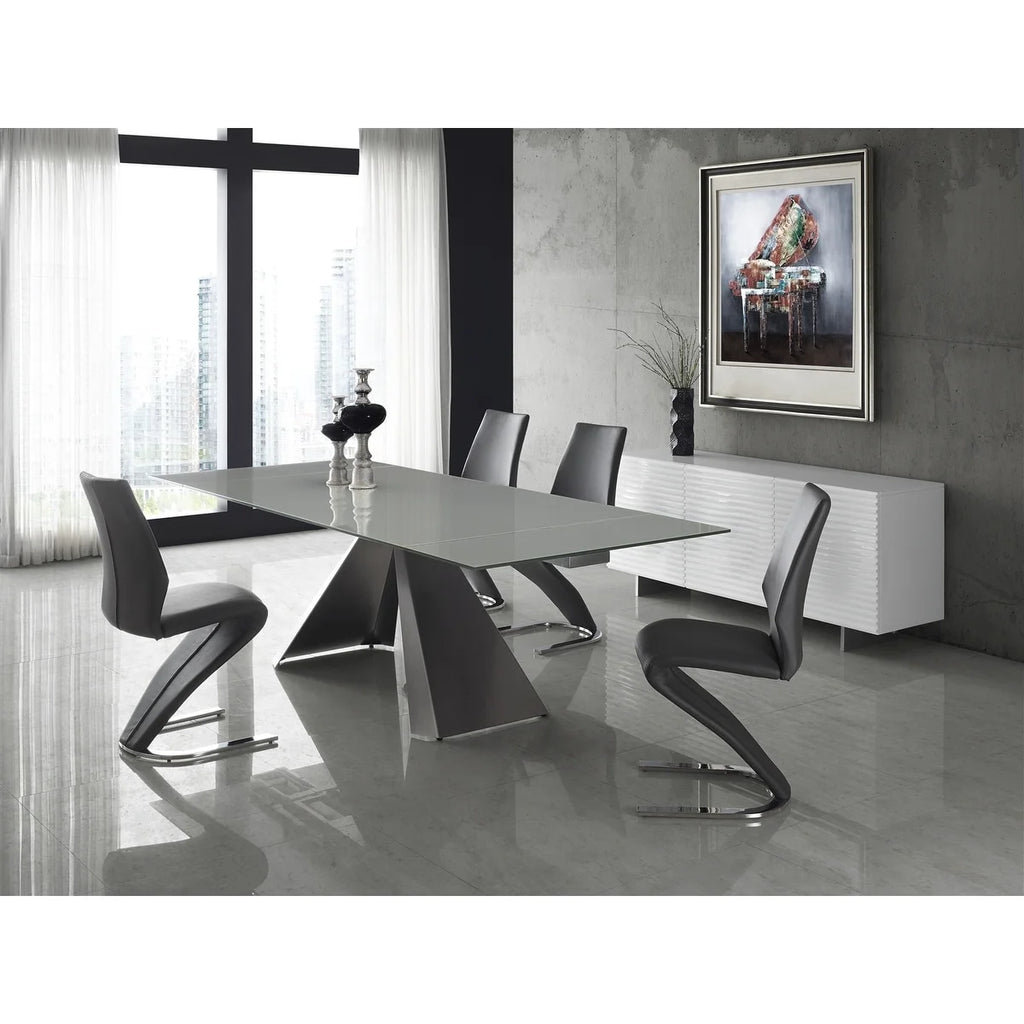 Set of 2 Gray Polyurethane Leather Dining Chairs F32045