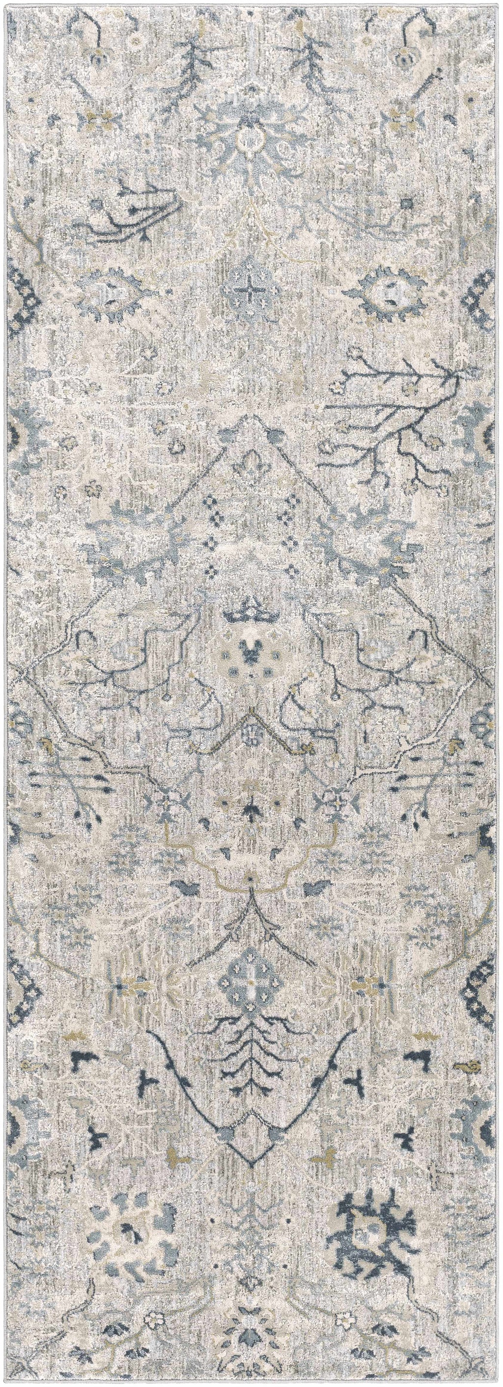 Blue Grey Beige 9' x 12' Area Rug U1539
