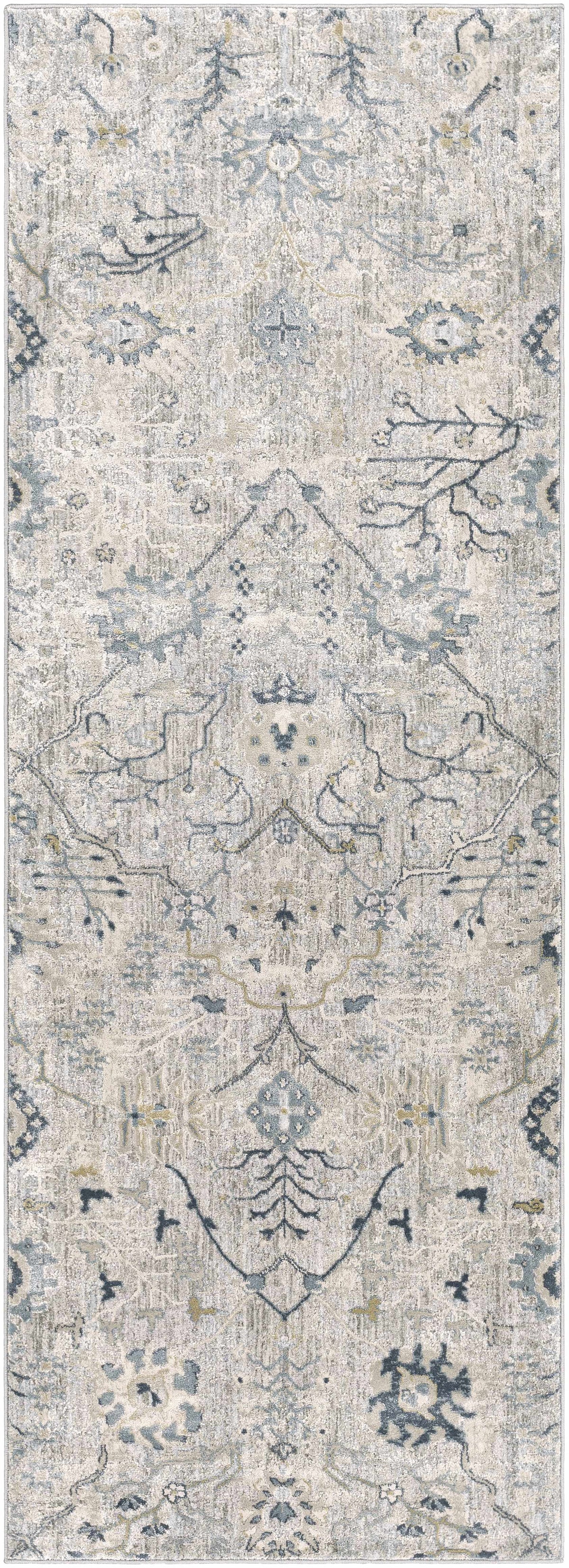 Blue Grey Beige 9' x 12' Area Rug U1539