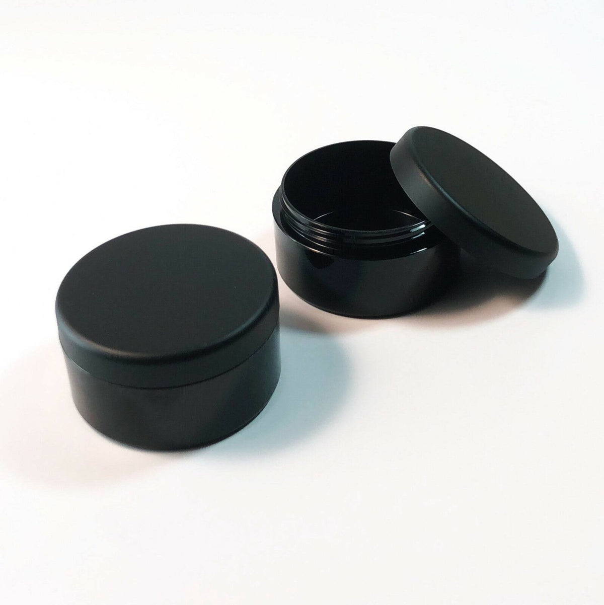 Cosmetic Jars 30 Gram Plastic Containers Matte Black Lids V4637