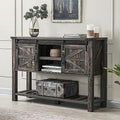 Antique White Entryway Table with Sliding Barn Doors D145