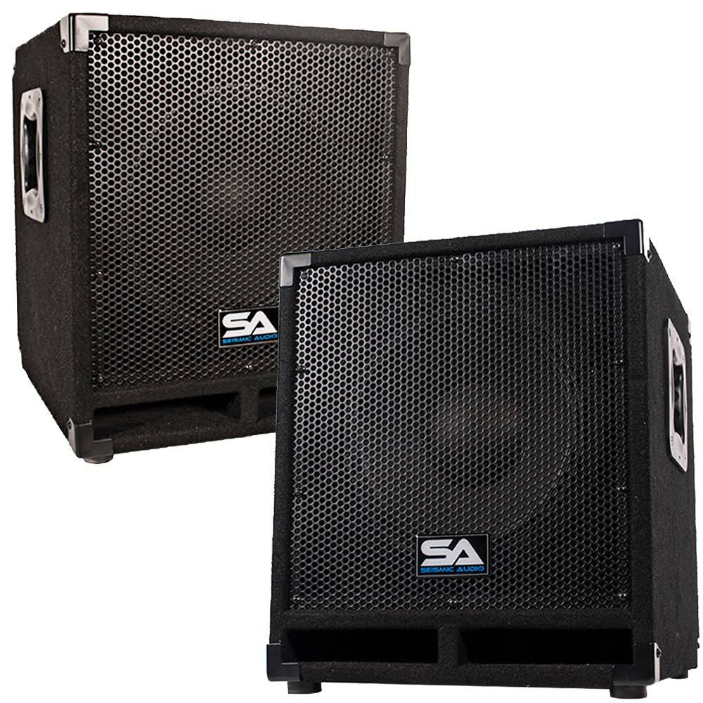 Powered 12 inch Pro Audio Subwoofer Cabinets Pair Y642499