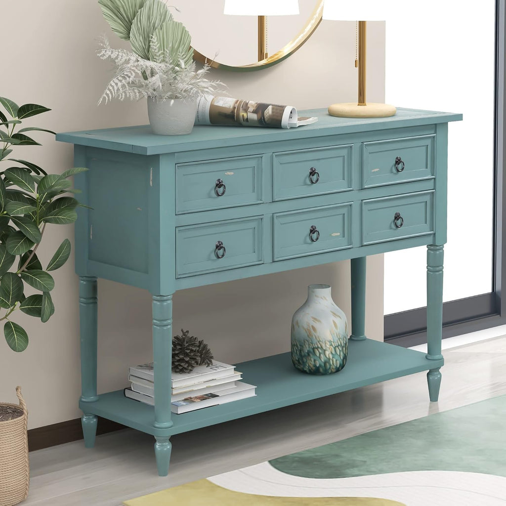 Navy Blue 6 Drawer Sideboard Console Table A79712