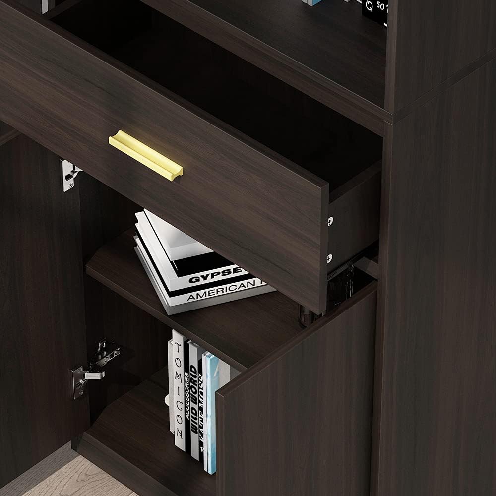 Modern 3 Tier Wooden Bookcase with 2 Doors and 1 Drawer I40560