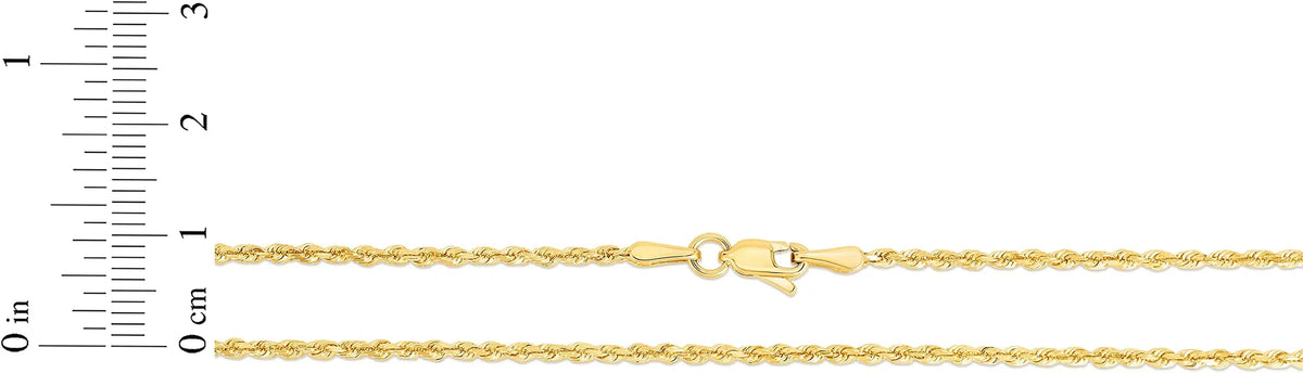 10k Yellow Gold 2mm Diamond Cut Rope Chain Necklace K4102