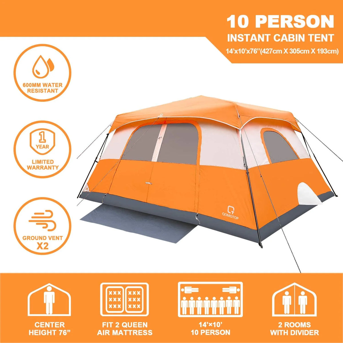 10 Person Waterproof Camping Tent M609