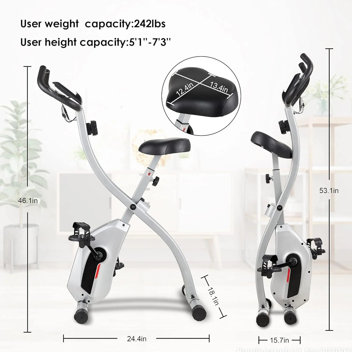 Folding Stationary Exercise Bike with LCD Monitor K7652