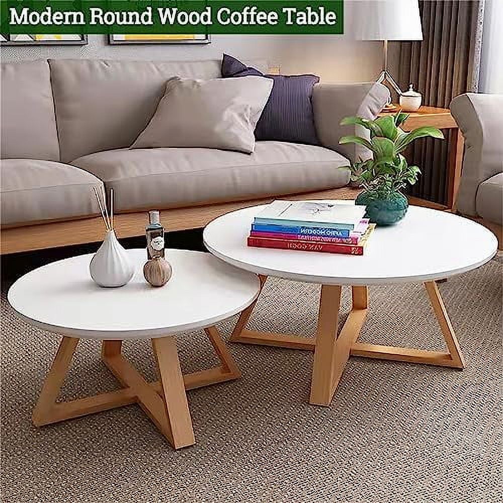 Solid Wood Round Coffee Table 28'' White S857126