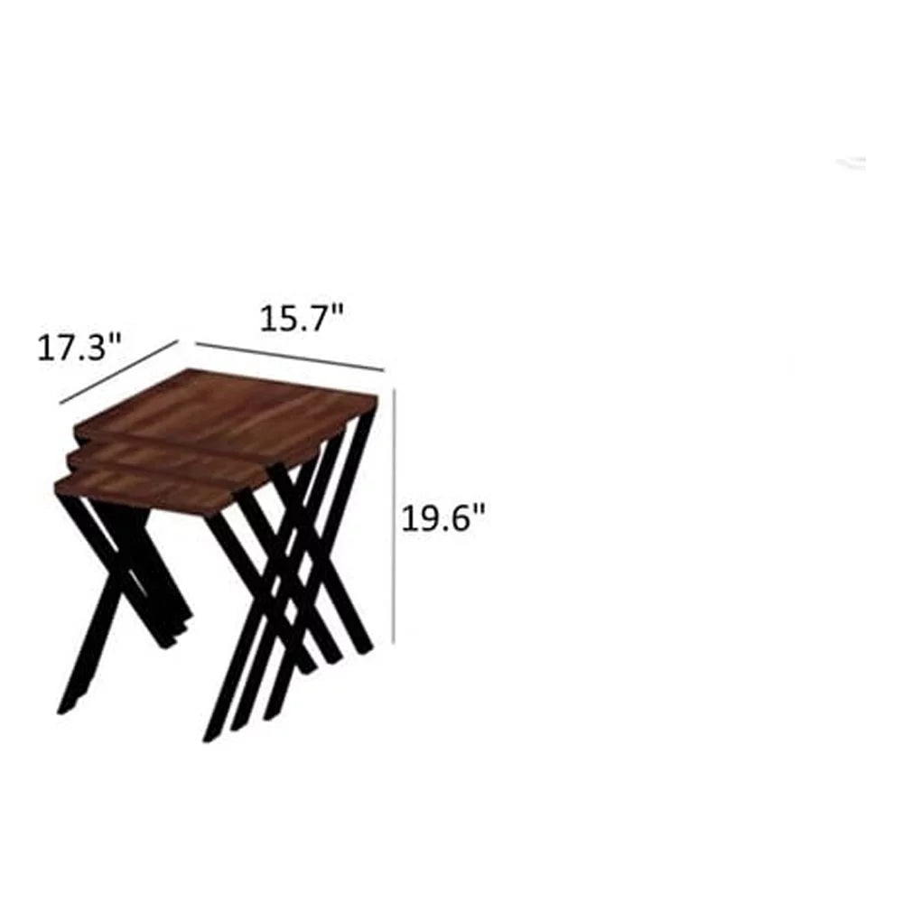 White 3 Pcs Wood Top Metal Legs Nesting Table L253