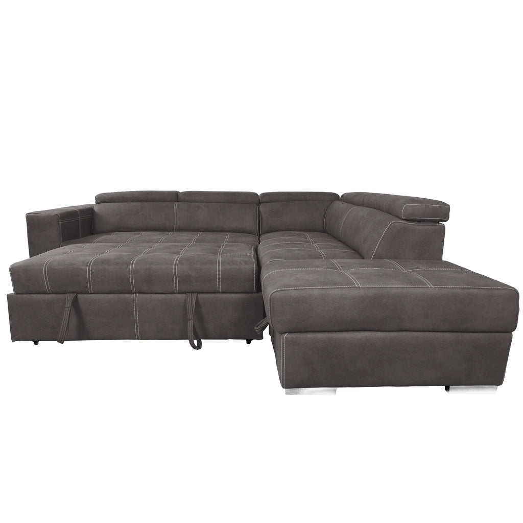 Brown 3-Piece Corner Sleeper Sectional with Storage Ottoman M7836