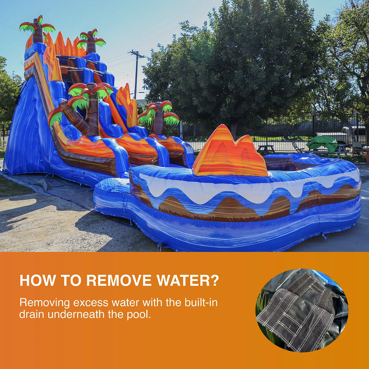 19' Inflatable Water Slide with Detachable Pool F1074