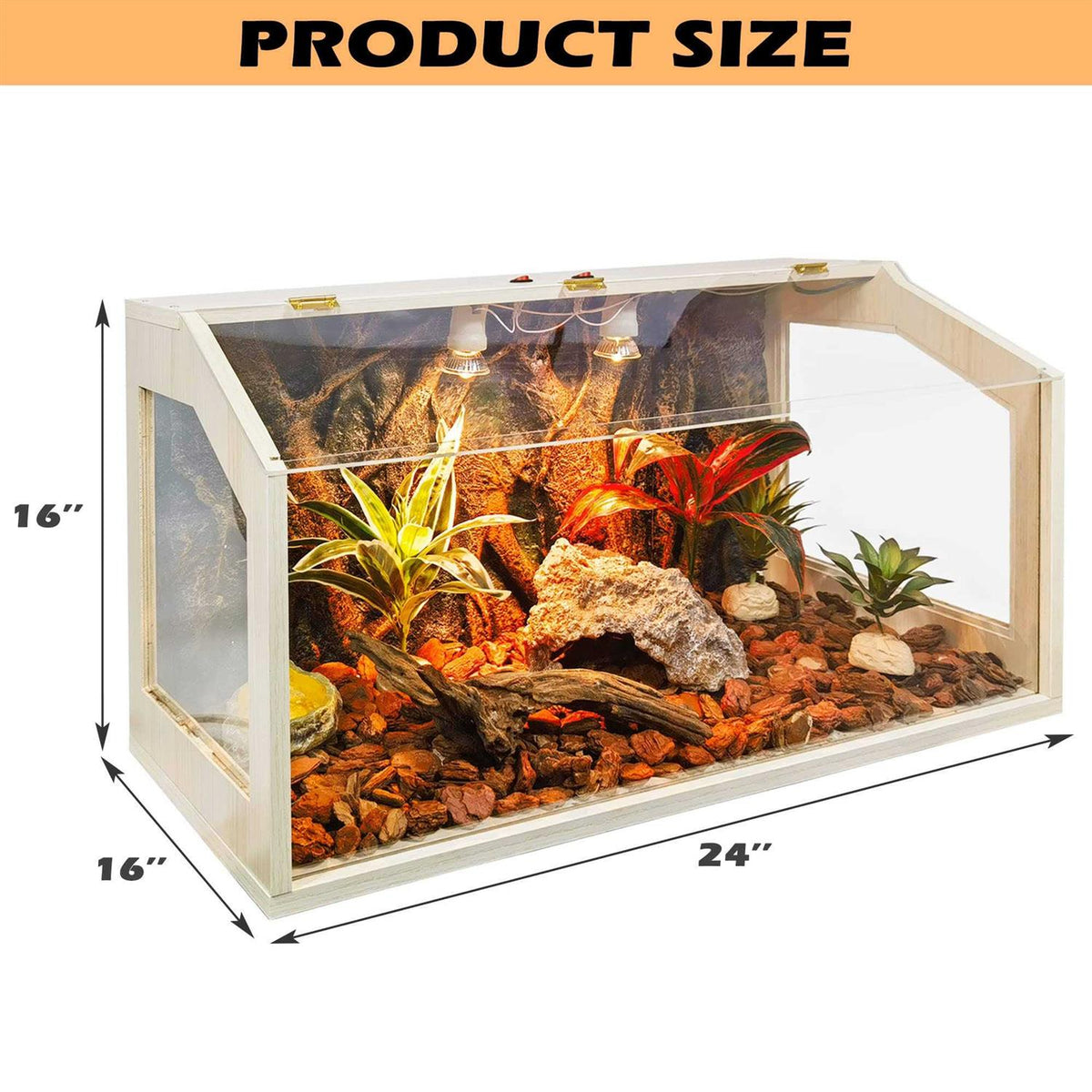 68 Gallon Reptile Terrarium Tank with Roof Door L9949