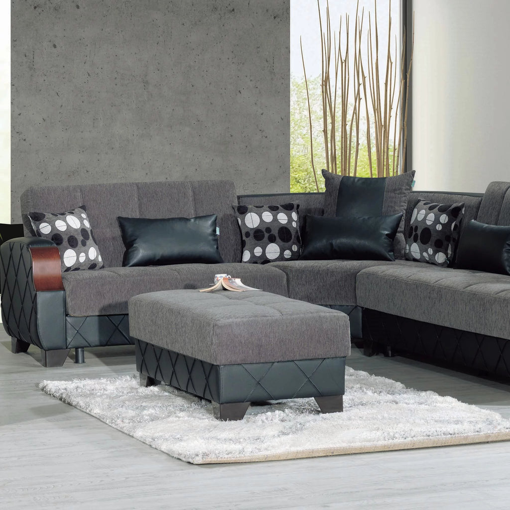 Gray Upholstered Tufted Ottoman Z990