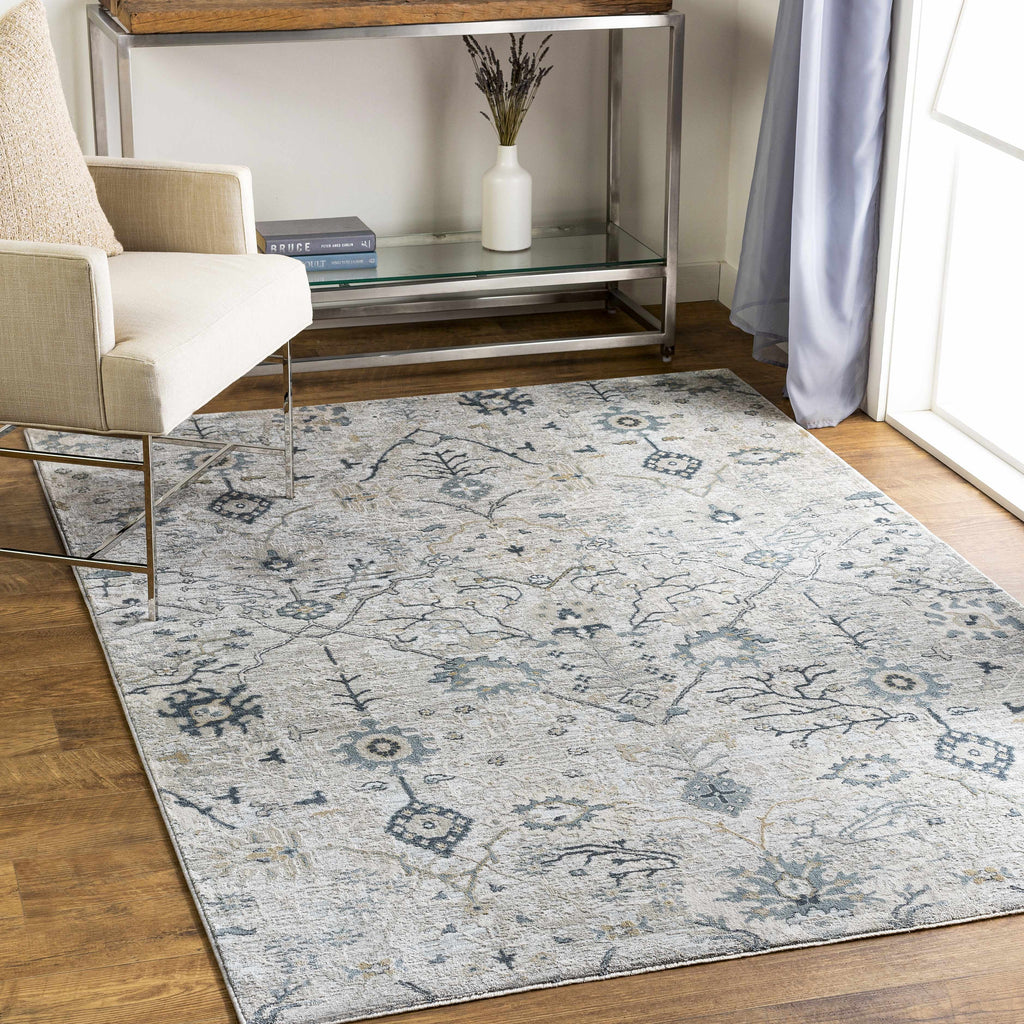 Blue Grey Beige 9' x 12' Area Rug U1539