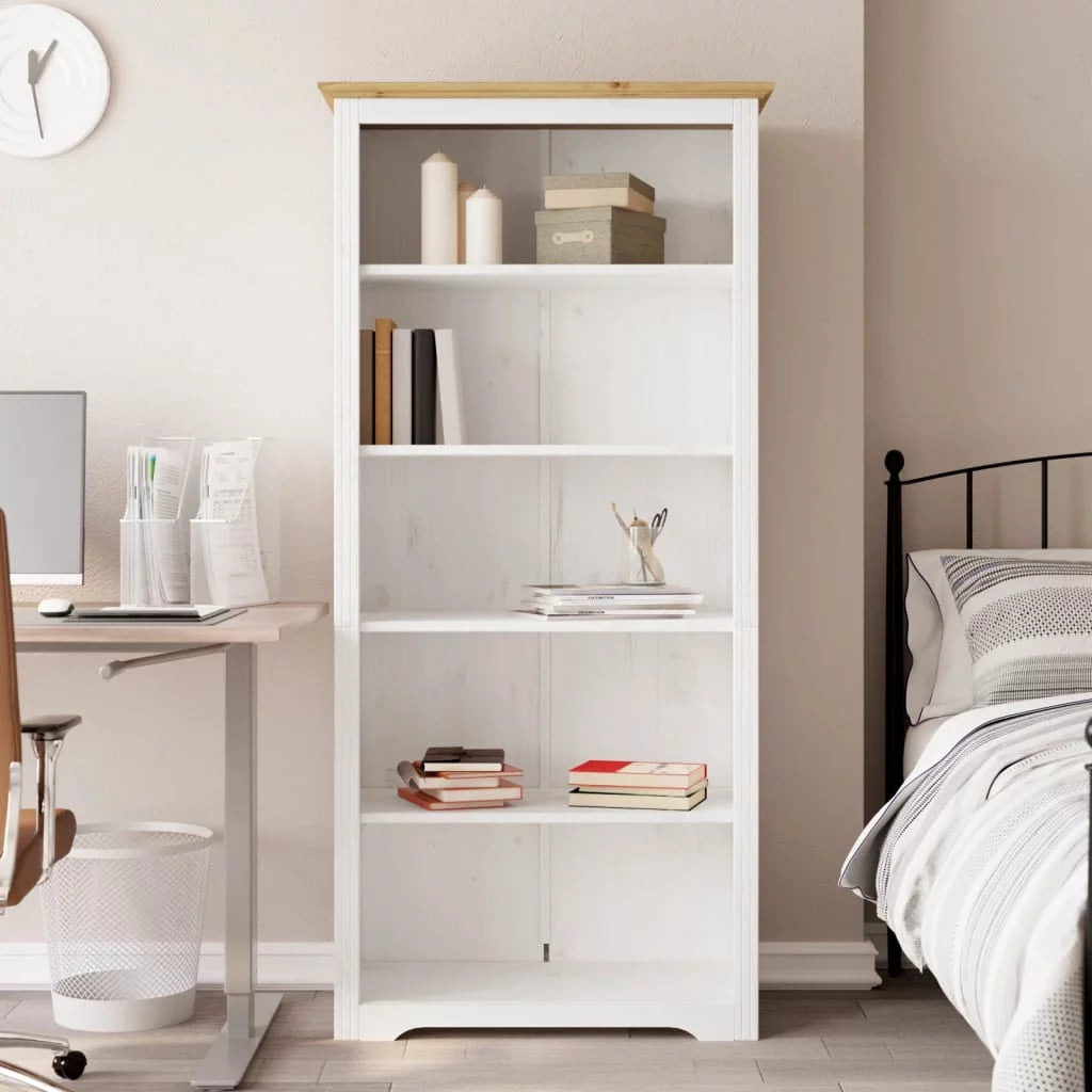 Brown Solid Wood Pine 5-Tier Bookcase K55793