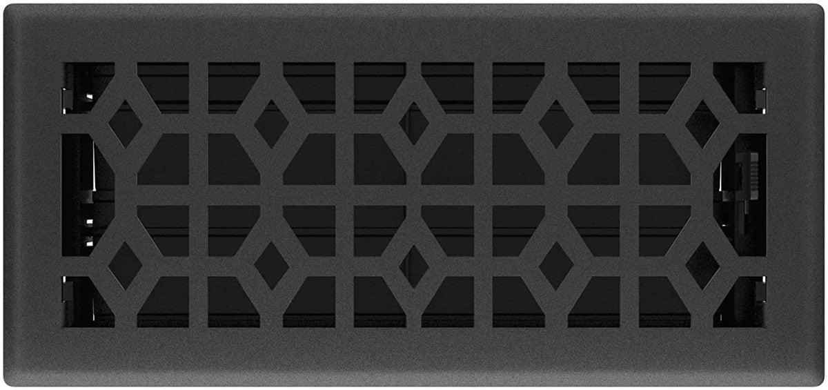 Black Iron 4x10 Inch Floor Register, 5 Count C110