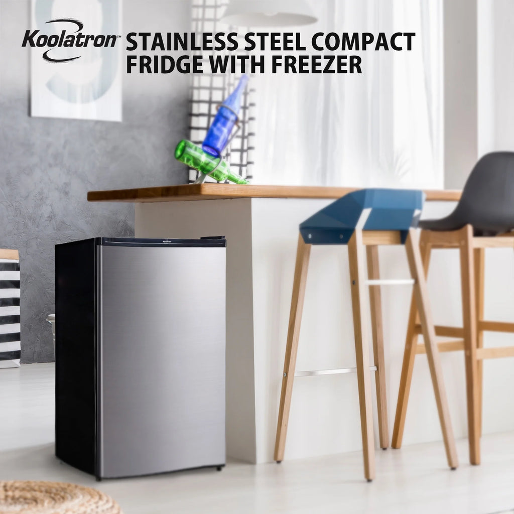 Stainless Steel Compact Fridge with Freezer 4.4 Cu Ft N7153