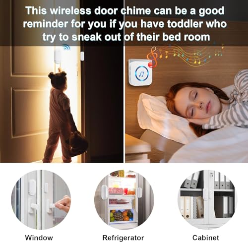 Wireless Door Sensor Chime 500 FT Range 26 Chimes 2 Sensors 1 Receiver R912
