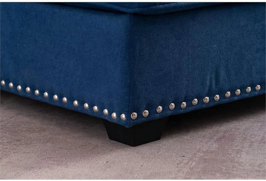 Blue Linen Fabric Indoor Chaise Lounge P1048
