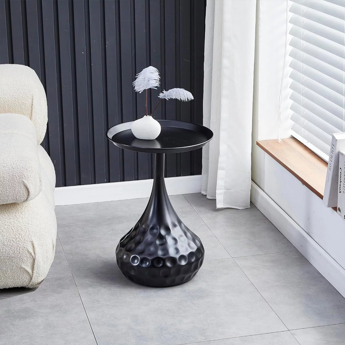 Black Metal Round End Table W389562