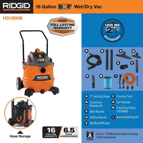 16 Gallon 6.5-Peak HP Wet/Dry Shop Vacuum with Car Cleaning Kit O403066