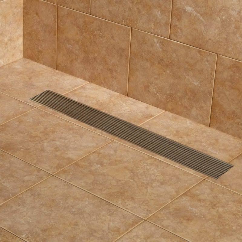 28x22 Polished Stainless Steel Linear Shower Drain with Flange O836