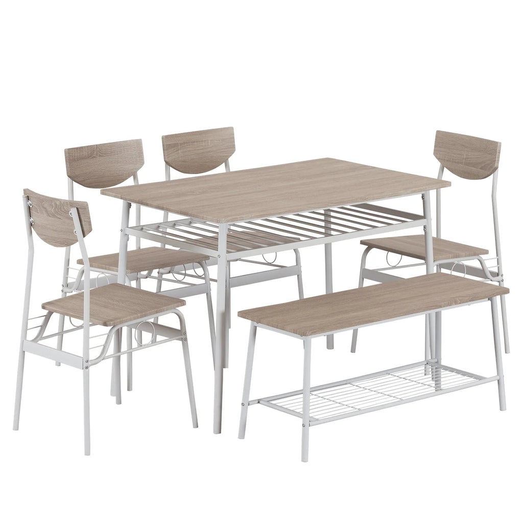 6-Piece Dining Room Set with 4 Chairs and 1 Bench F291891