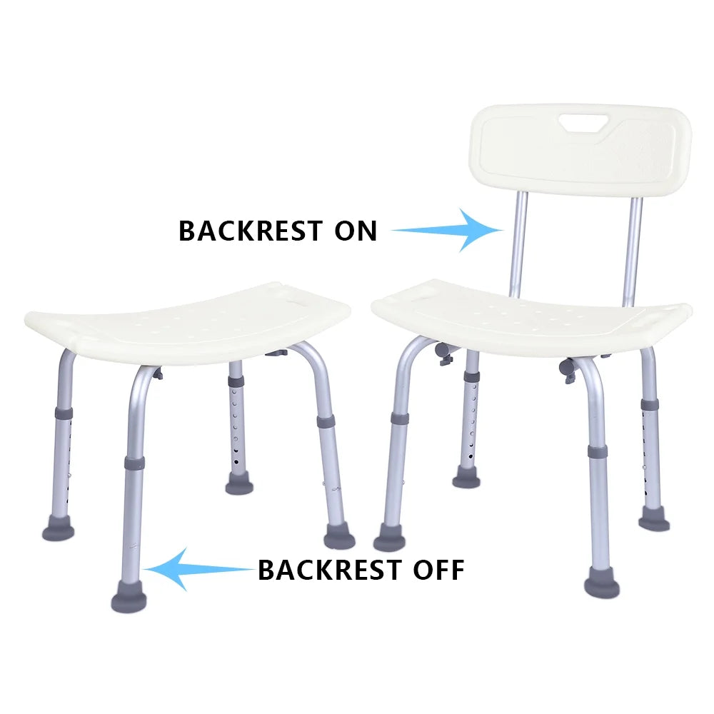 Adjustable Shower Chair Seat Bench with Removable Back I1222