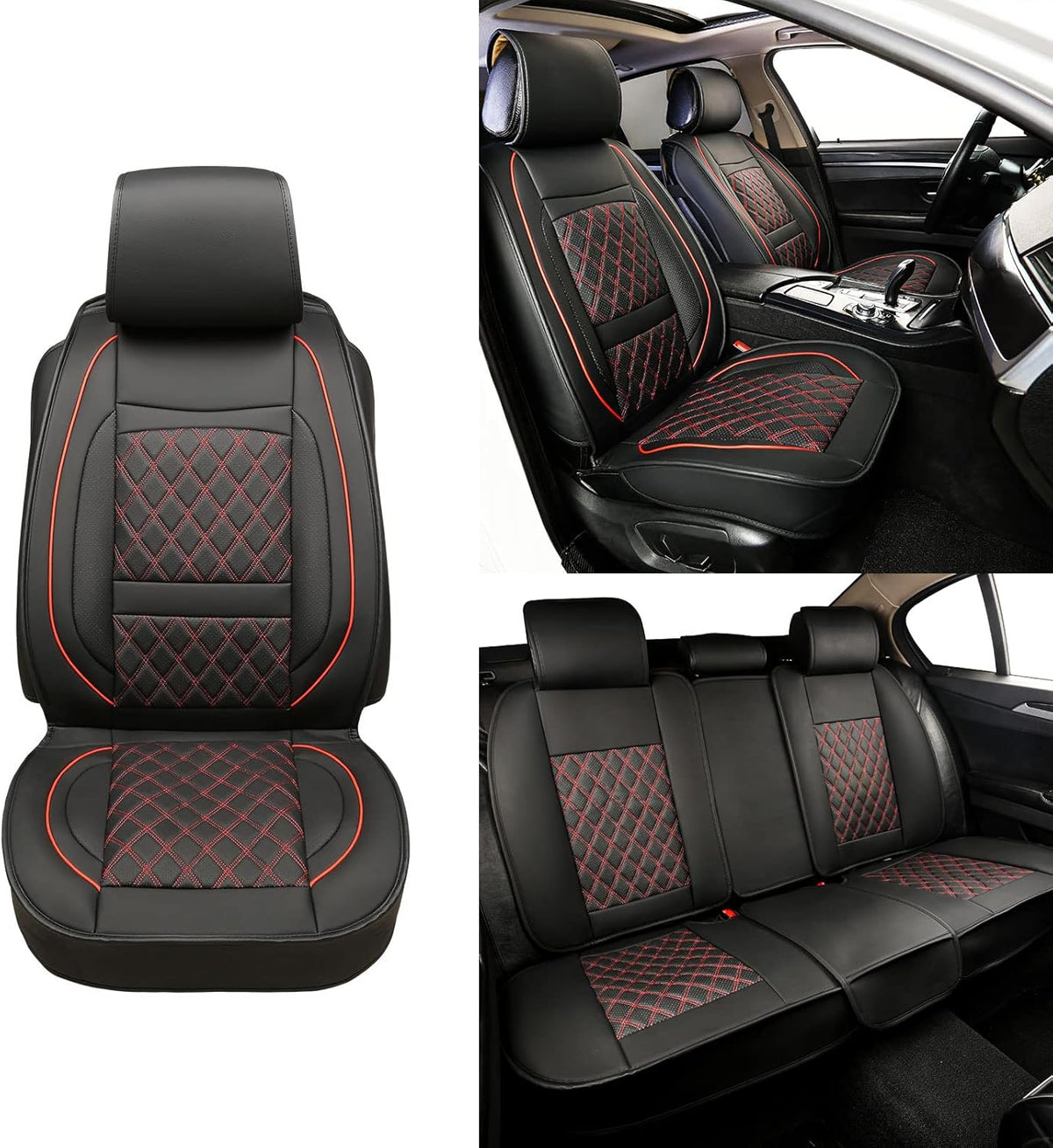 Black and White Leather Car Seat Covers P112075