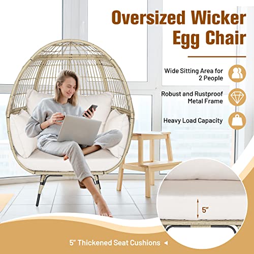 Oversized Wicker Egg Chair with 4 Cushions C2057