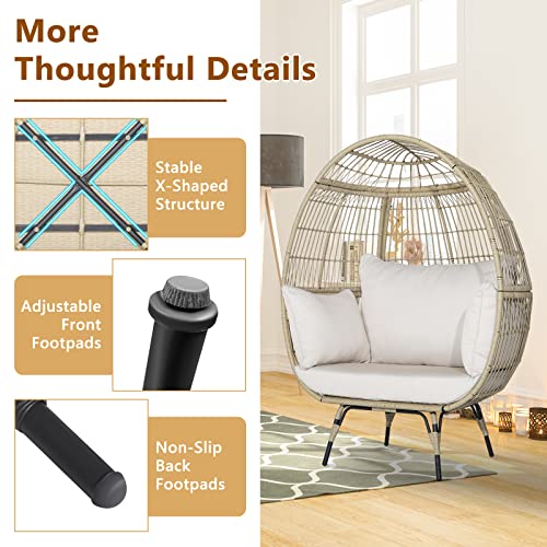 Oversized Wicker Egg Chair with 4 Cushions C2057