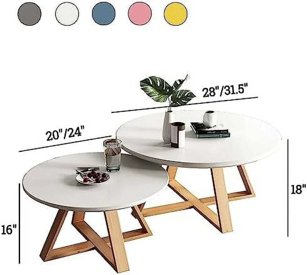 Solid Wood Round Coffee Table 28'' White S857126