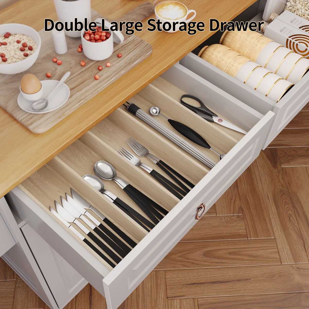 52" White Kitchen Island with Storage R396543