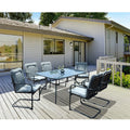7 Pcs Wicker Dining Set with Tempered Glass Table K384
