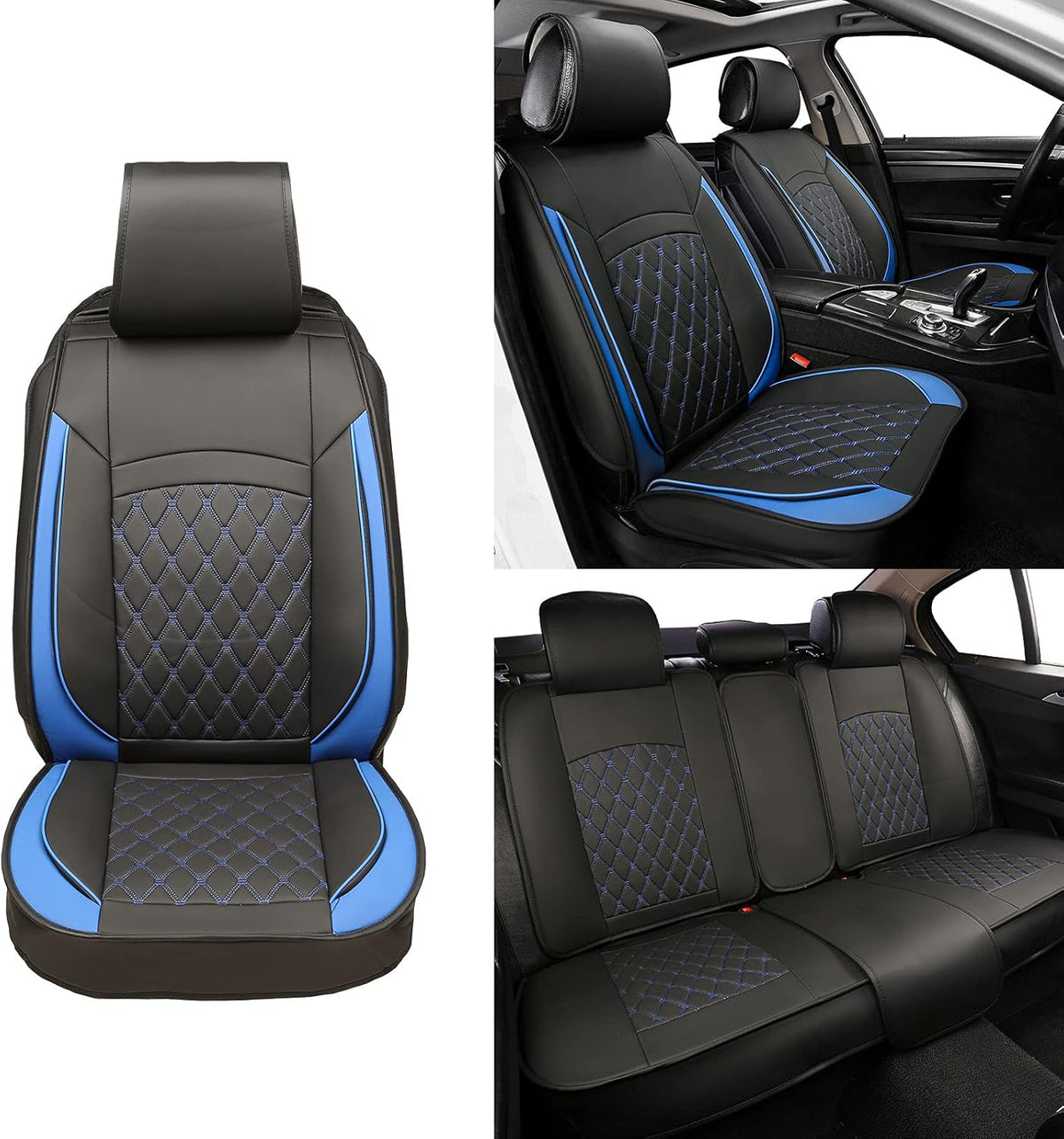 Black and White Leather Car Seat Covers P112075