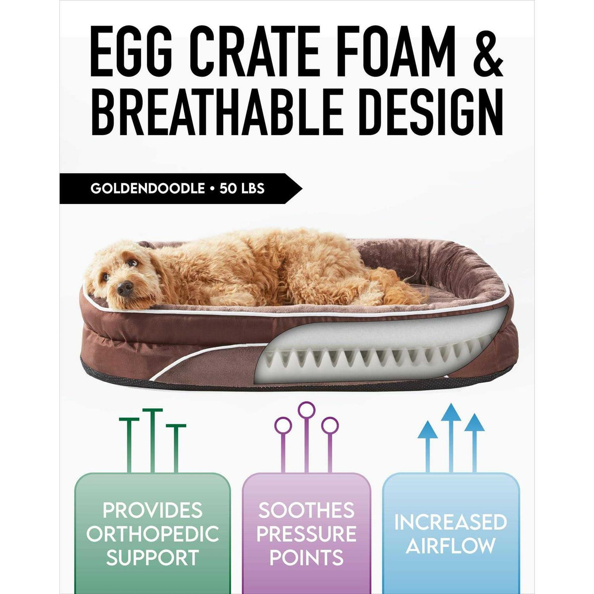 Oversized Orthopedic Dog Bed with Egg Foam T2626
