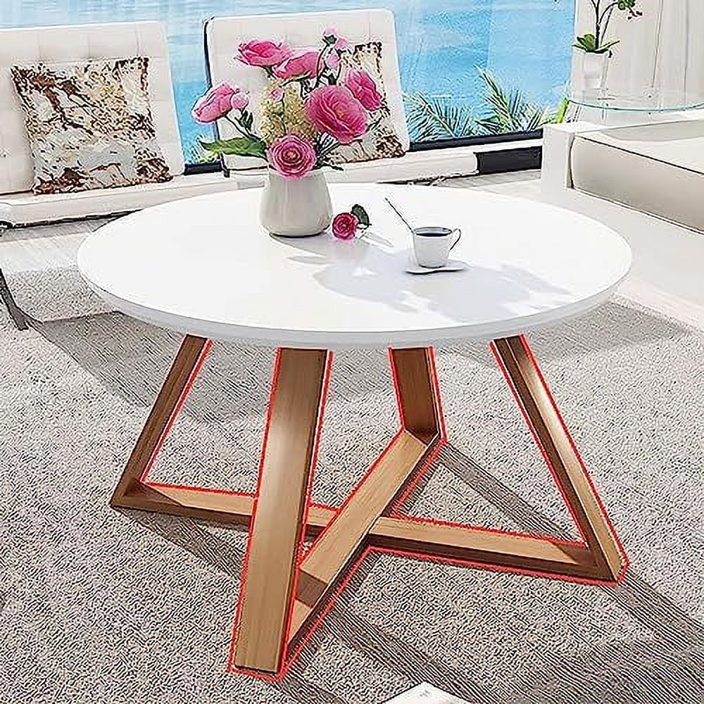 Solid Wood Round Coffee Table 28'' White S857126