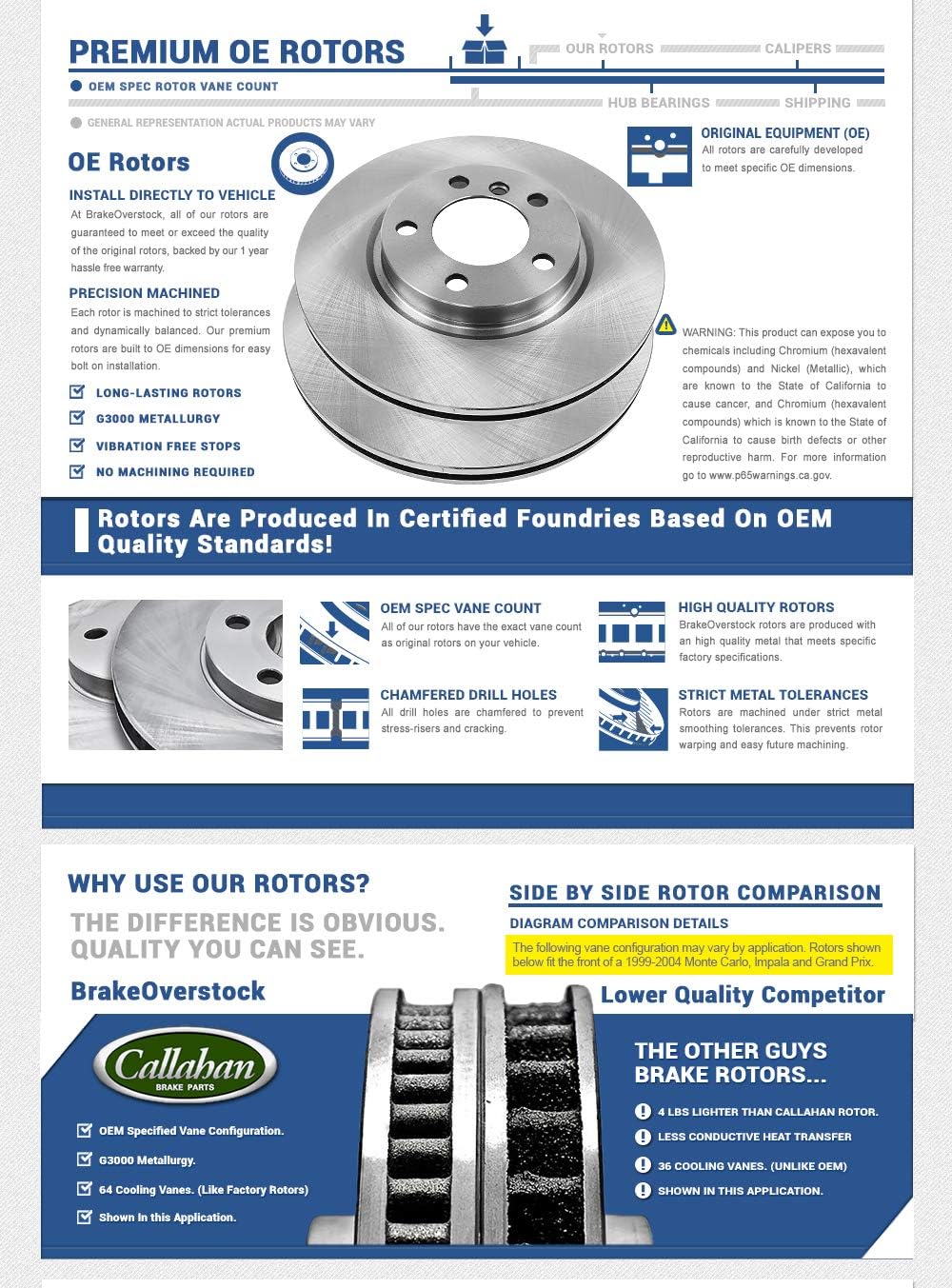 Front Brake Calipers Rotors Ceramic Pads L73615
