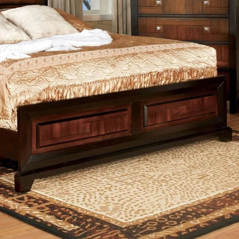 Walnut Acacia Finish 3pc Eastern King Size Bed and 2 Nightstands M48210
