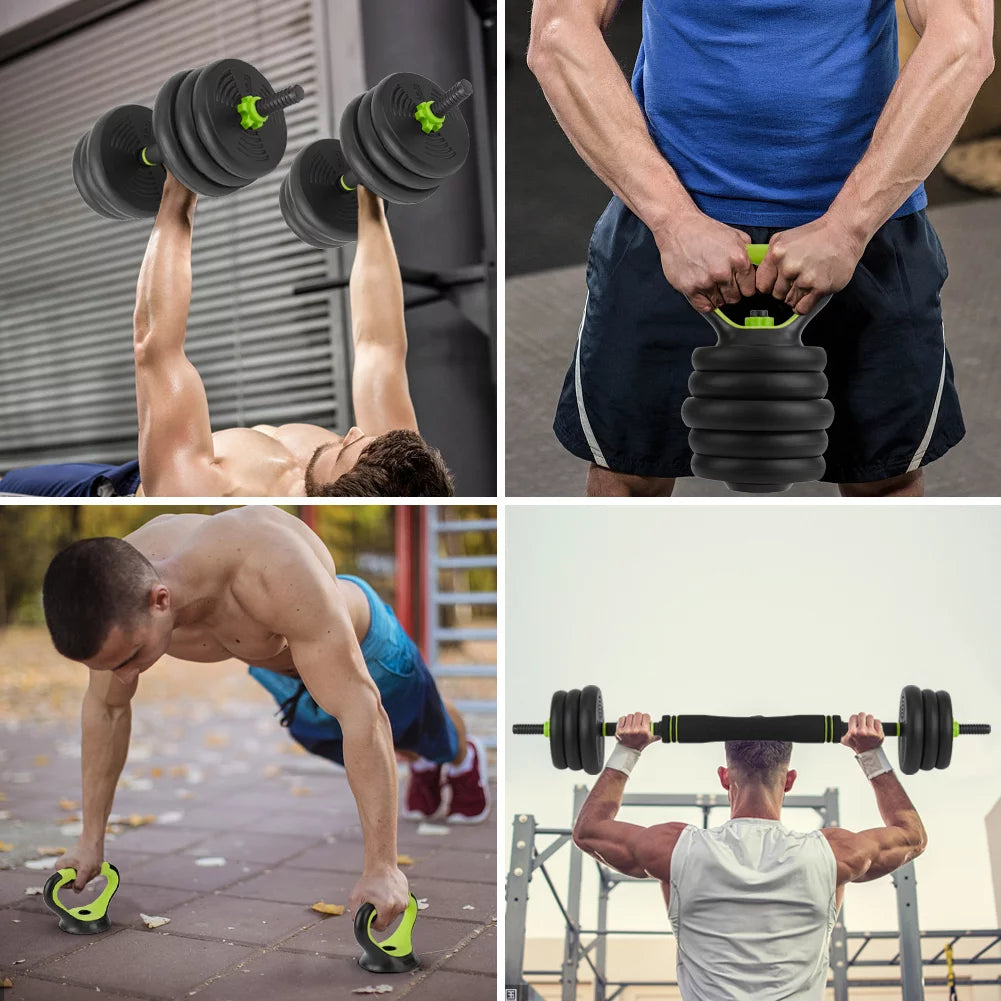 4-in-1 Adjustable Dumbbell, Barbell, and Kettlebell Set N6400